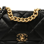 Goatskin Quilted Large Chanel 19 Flap Black