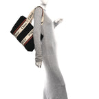 Felt Calfskin Medium Woody Ribbon Tote Black