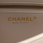 Lambskin Lacquered Quilted Small Trendy CC Dual Handle Flap Bag White