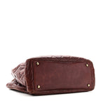 Glazed Caviar Quilted Small Shiva Tote Burgundy