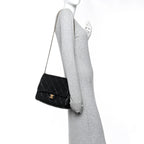 Lambskin Quilted Side Flap Black