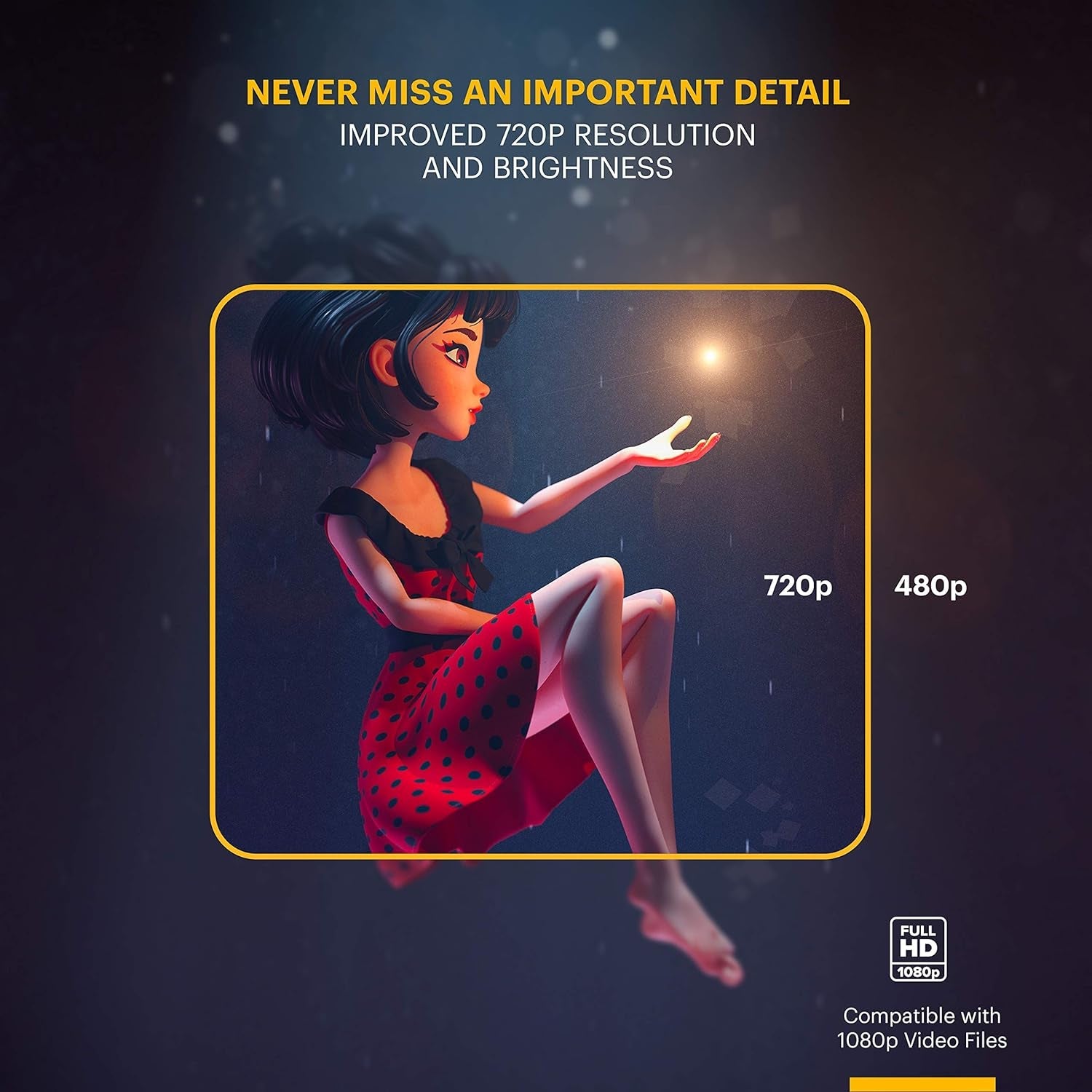 Kodak Flik X7 Home Projector, 1080p Support, Portable 4.0 LED Projector with Tripod & Case