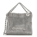 Crystal Embellished Metallic Lambskin Mini Chanel 22 Silver