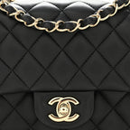 Lambskin Quilted Mini Square Flap Black