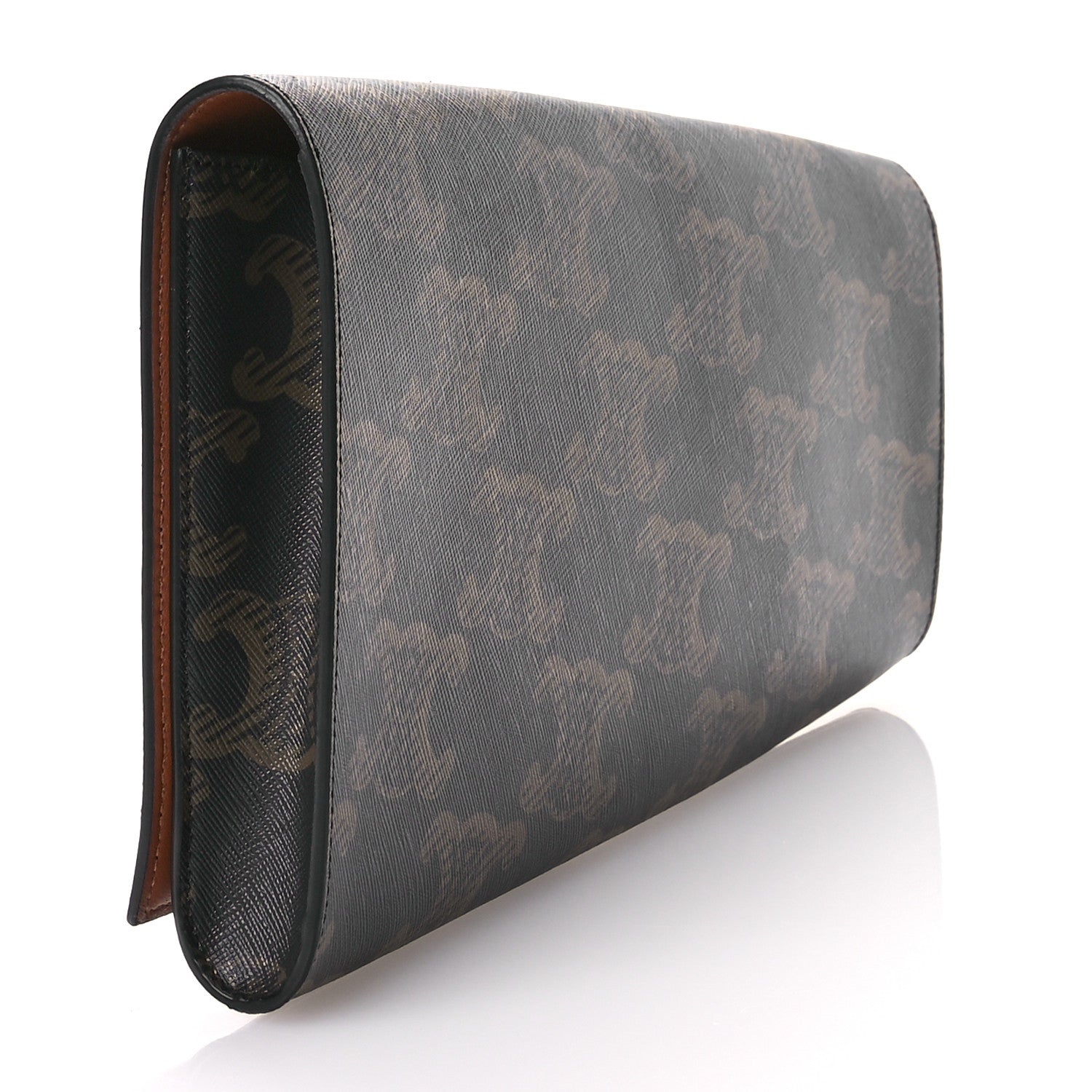 Triomphe Canvas Asymmetric Clutch Tan