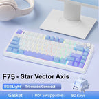 F75 2.4G Wireless/Bluetooth/Wired RGB Mechanical Gaming Keyboard with Customizable 75% Layout and Gasket Structure - Stars (falls) Vector Switch