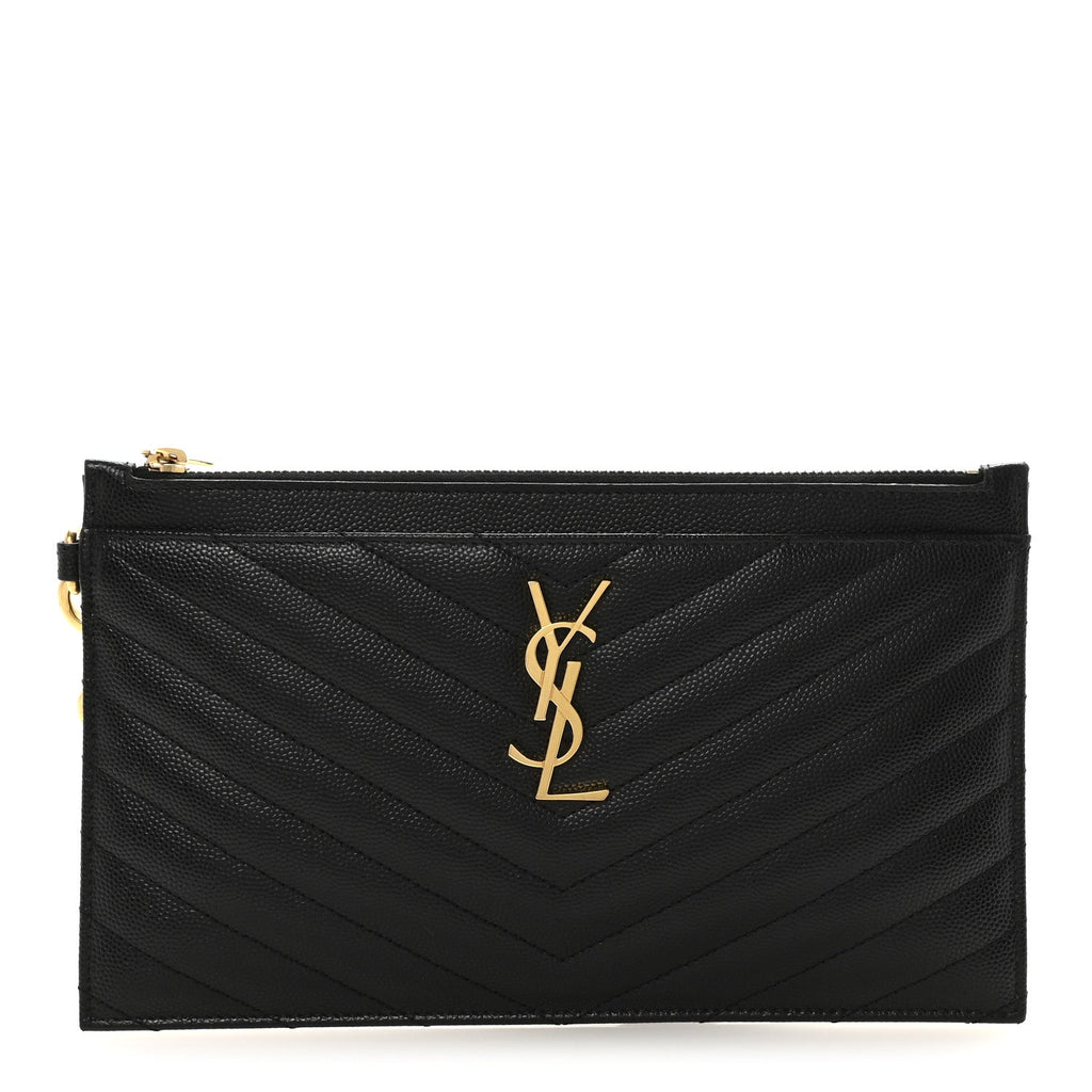 Grain De Poudre Chevron Monogram Large Bill Pouch Black