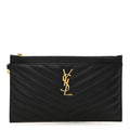 Grain De Poudre Chevron Monogram Large Bill Pouch Black