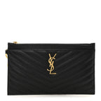 Grain De Poudre Chevron Monogram Large Bill Pouch Black