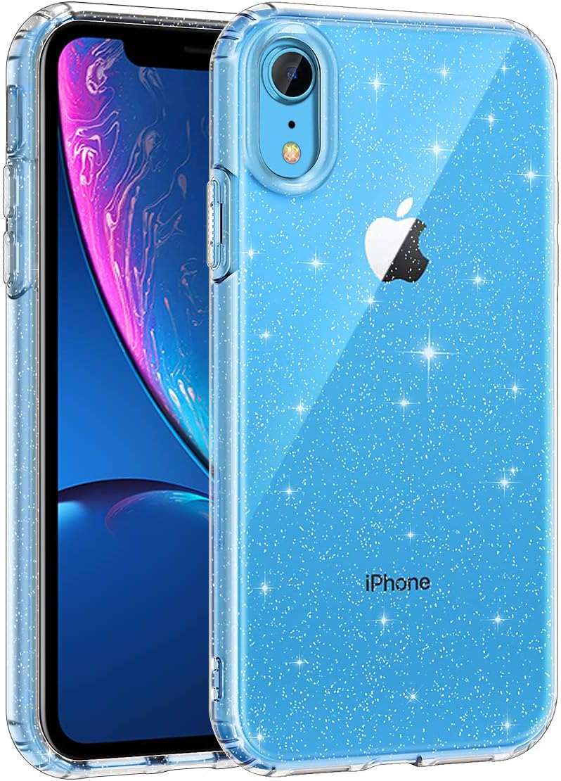 Entronix Case Compatible with iPhone XR - [Hard Back] Glitter Clear