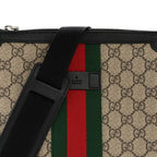 GG Supreme Monogram Web Messenger Bag Black
