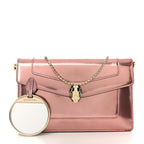 Metallic Serpenti Forever Chain Wallet Rose Quartz