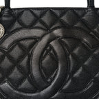 Caviar Quilted Medallion Tote Black