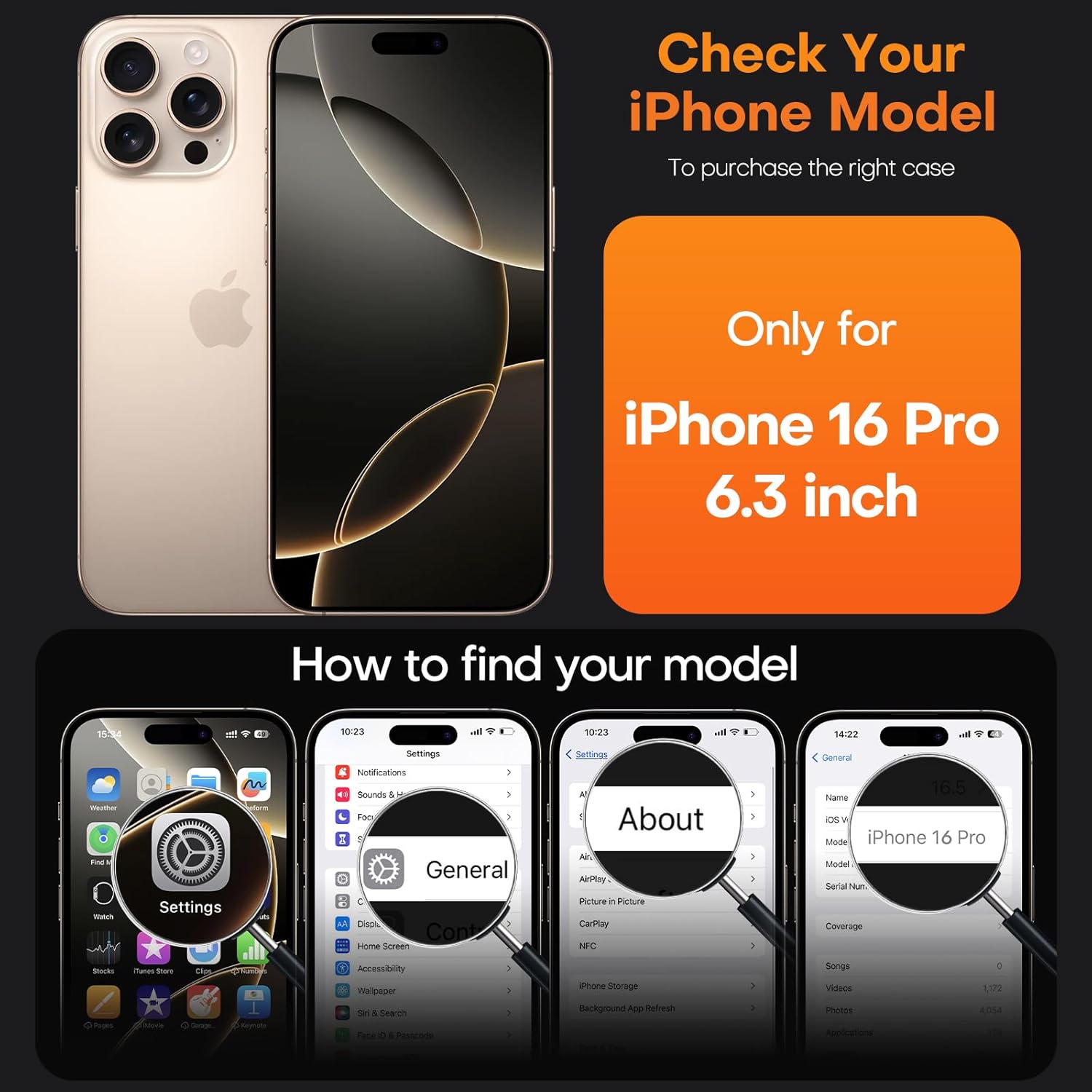 Entronix Bundle Compatible with iPhone 16 Pro - [Hard] Clear Case & 2 Clear Clear Screen Protectors