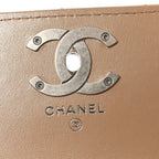Iridescent Caviar Quilted Camellia Phone Holder With Chain Beige