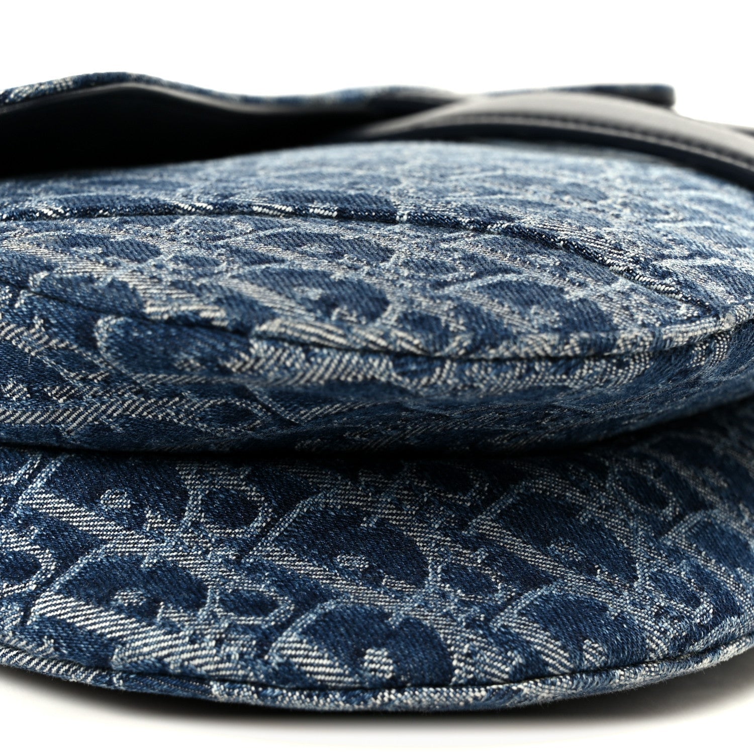Denim Oblique Jacquard Saddle Bag With Strap Blue