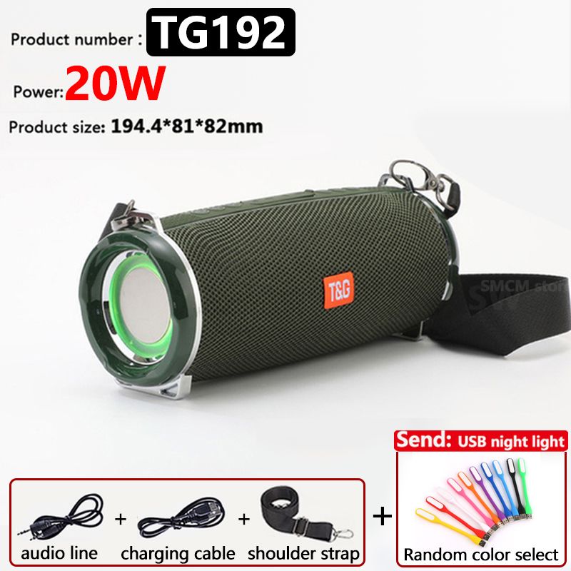 20W High Power TG192Bluetooth Speaker Waterproof Portable Column For PC Computer Speakers Subwoofer Boom Box Music Center FM TF