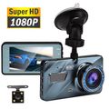 Touch Screen Dash Cam 4" 1080P Dual Lens Car DVR Recorder Front And Rear Camera