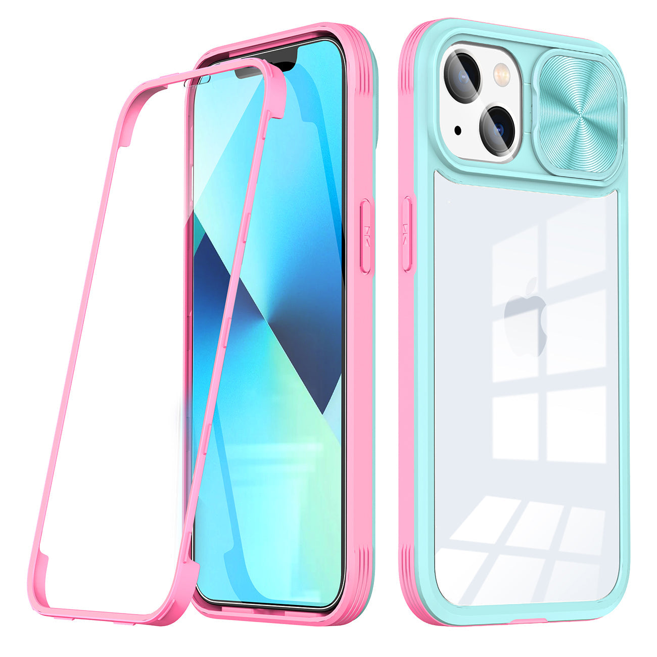 Full Protection With Mobile Phone Protective Film Slide Camera Lens Phone Case For Iphone 14 Plus In Blue