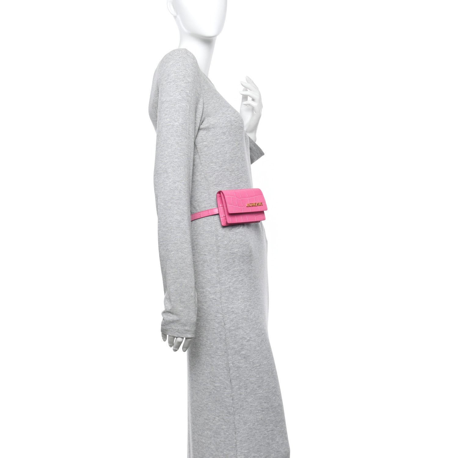 Calfskin Crocodile Embossed La Ceinture Bello Double Tour Belt Bag Pink