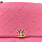 Goatskin Stitched Casual Trip Single Flap Pink