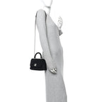 Velvet Crystal Quilted Extra Mini Coco Handle Flap Black