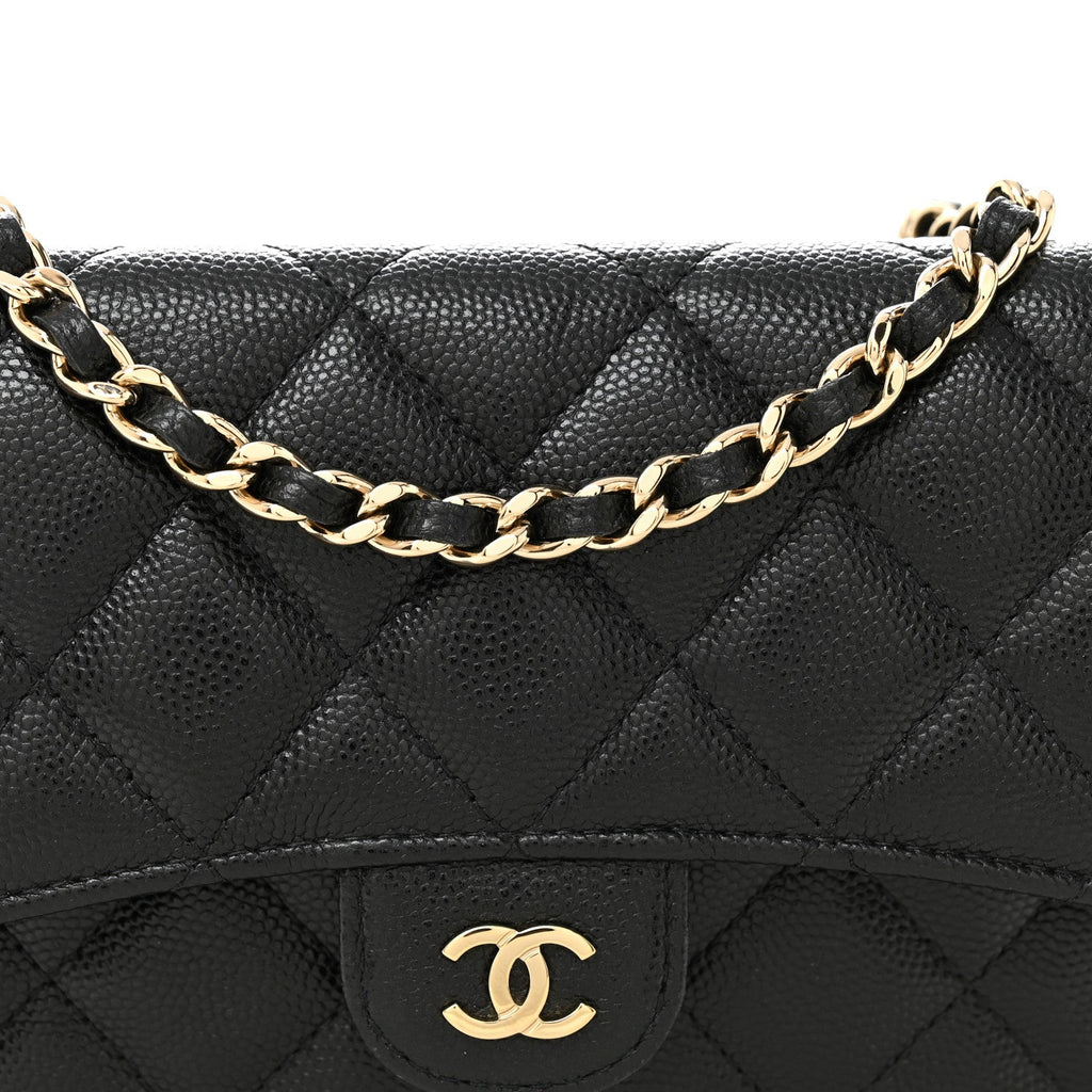 Caviar Quilted Flap Phone Holder With Chain Black