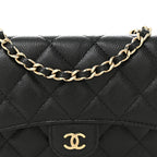 Caviar Quilted Flap Phone Holder With Chain Black