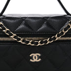 Caviar Quilted Top Handle Slim Vanity With Chain Black
