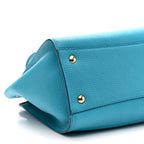 Hammered Calfskin Double Handle Small Amy Tote Turquoise