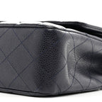 Caviar Quilted Medium Double Flap Navy