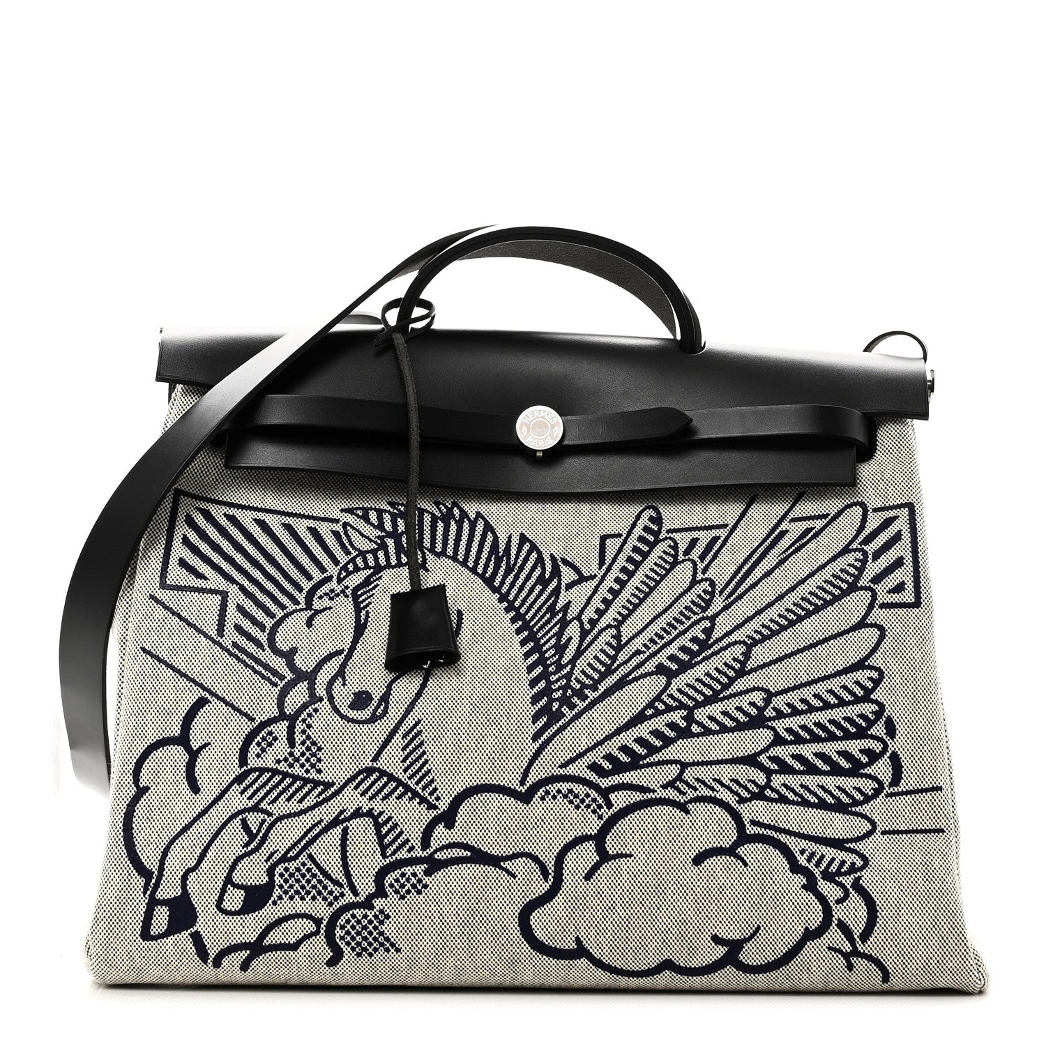 Vache Hunter Toile H Pegase Pop Herbag Zip Retourne 39 MM Bleu Indigo Ecru Black