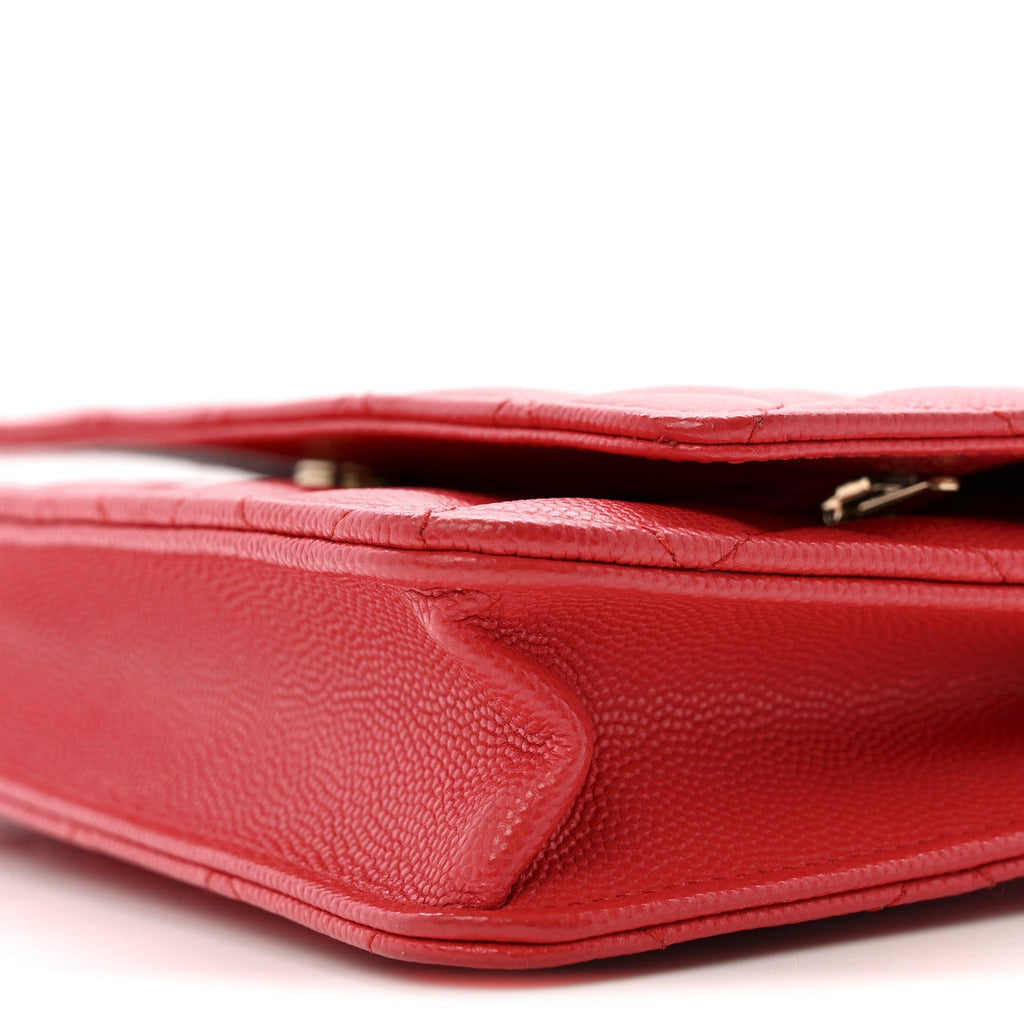 Caviar Quilted Wallet on Chain WOC Red