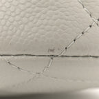 Caviar Quilted Classic Clutch With Chain Light Grey