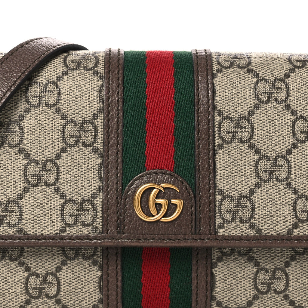 GG Supreme Monogram Web Ophidia Crossbody Wallet Beige New Acero