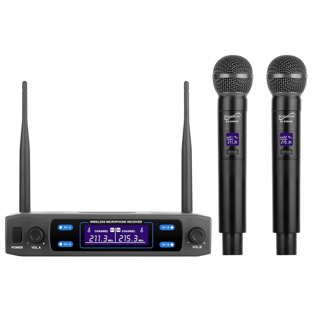 VHF Dual Fixed Channel Professional Wireless Microphone with Carry Case
