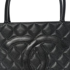 Caviar Quilted Medallion Tote Black