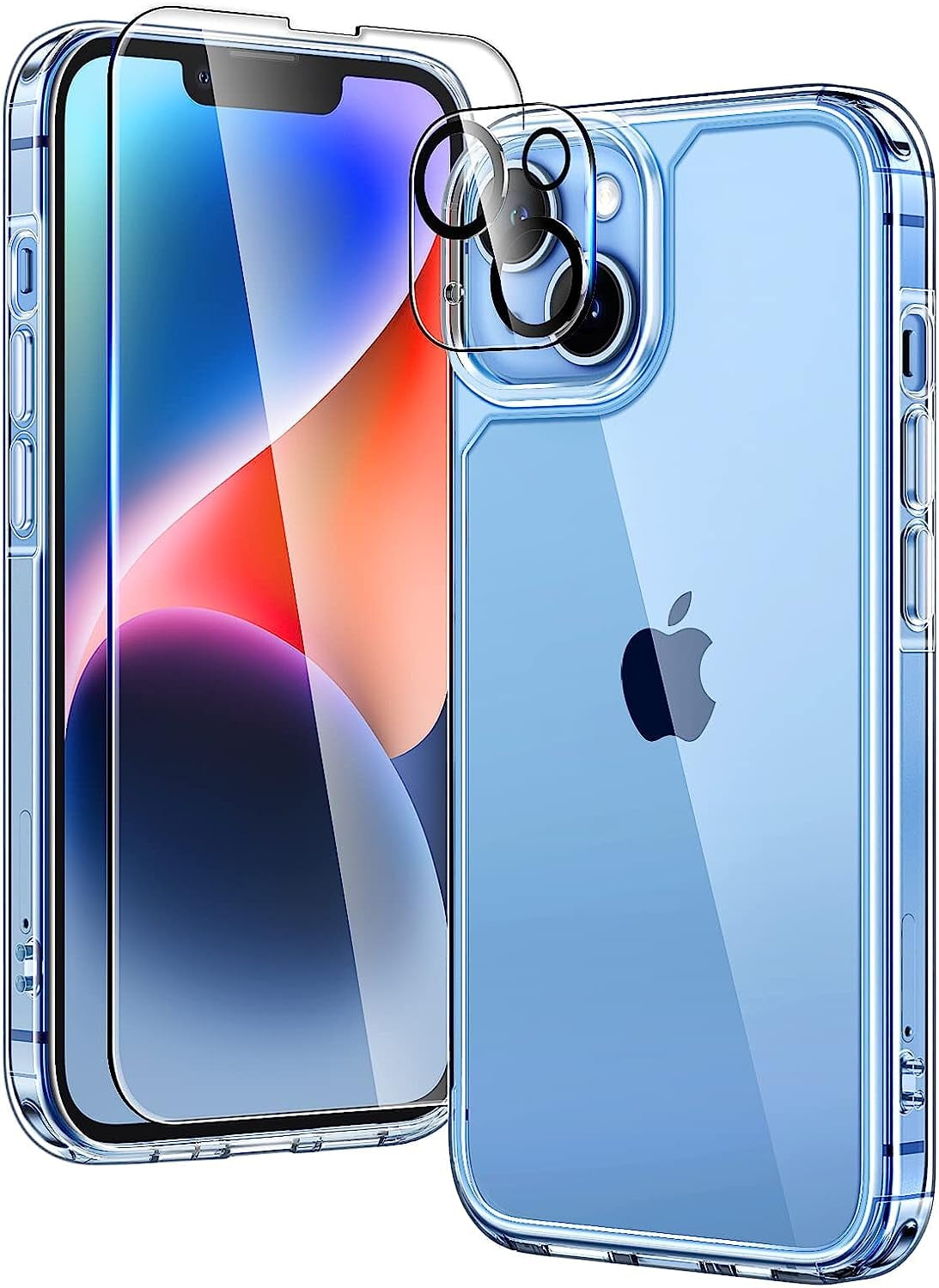 Entronix Bundle Compatible with iPhone 14 - [Hard] Clear Case, 1 Clear Screen Protector & 1 Camera Lens Protector