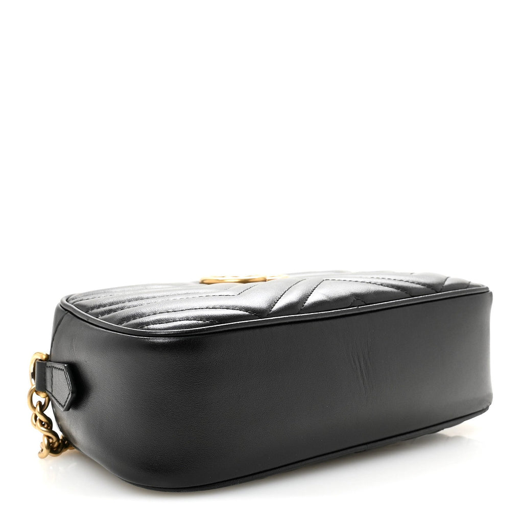 Calfskin Matelasse Small GG Marmont Chain Shoulder Bag Black