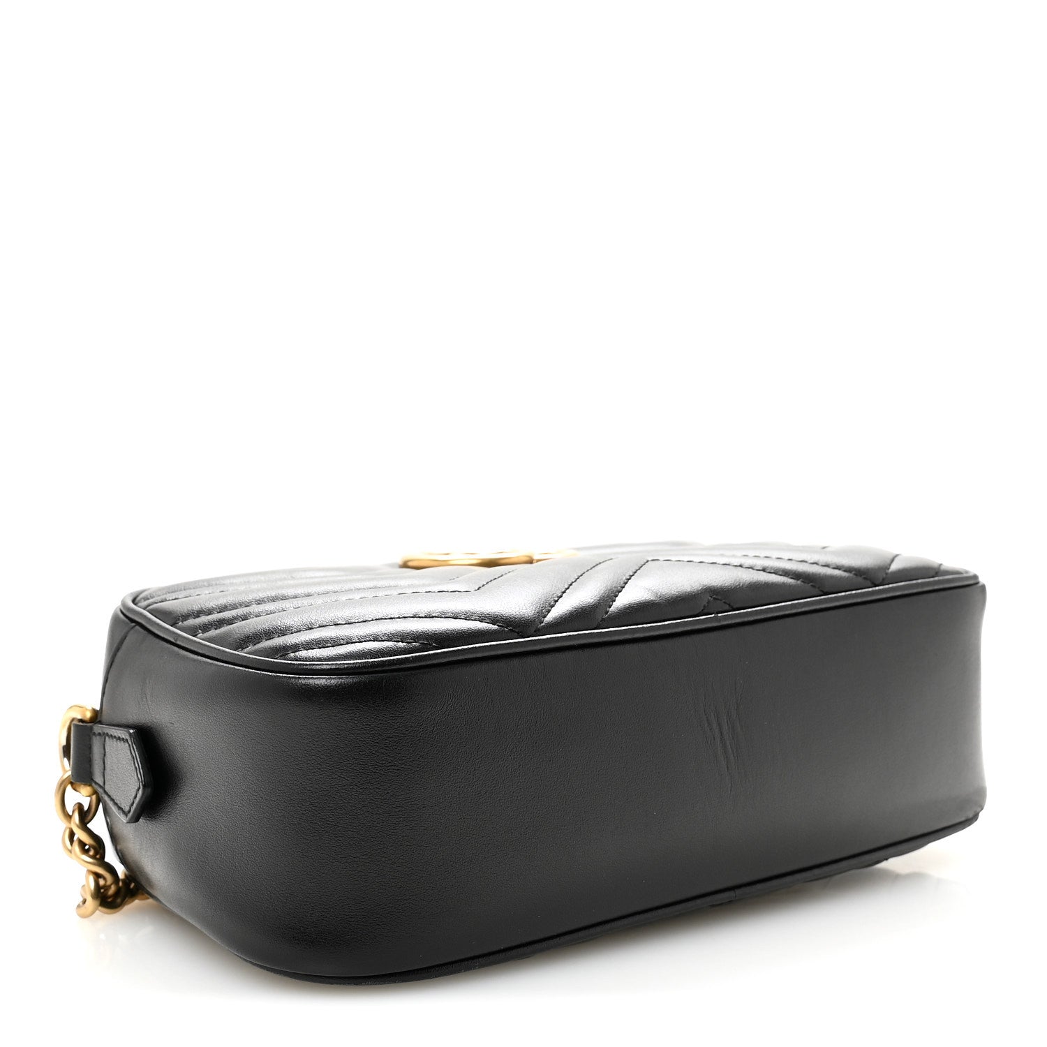Calfskin Matelasse Small GG Marmont Chain Shoulder Bag Black