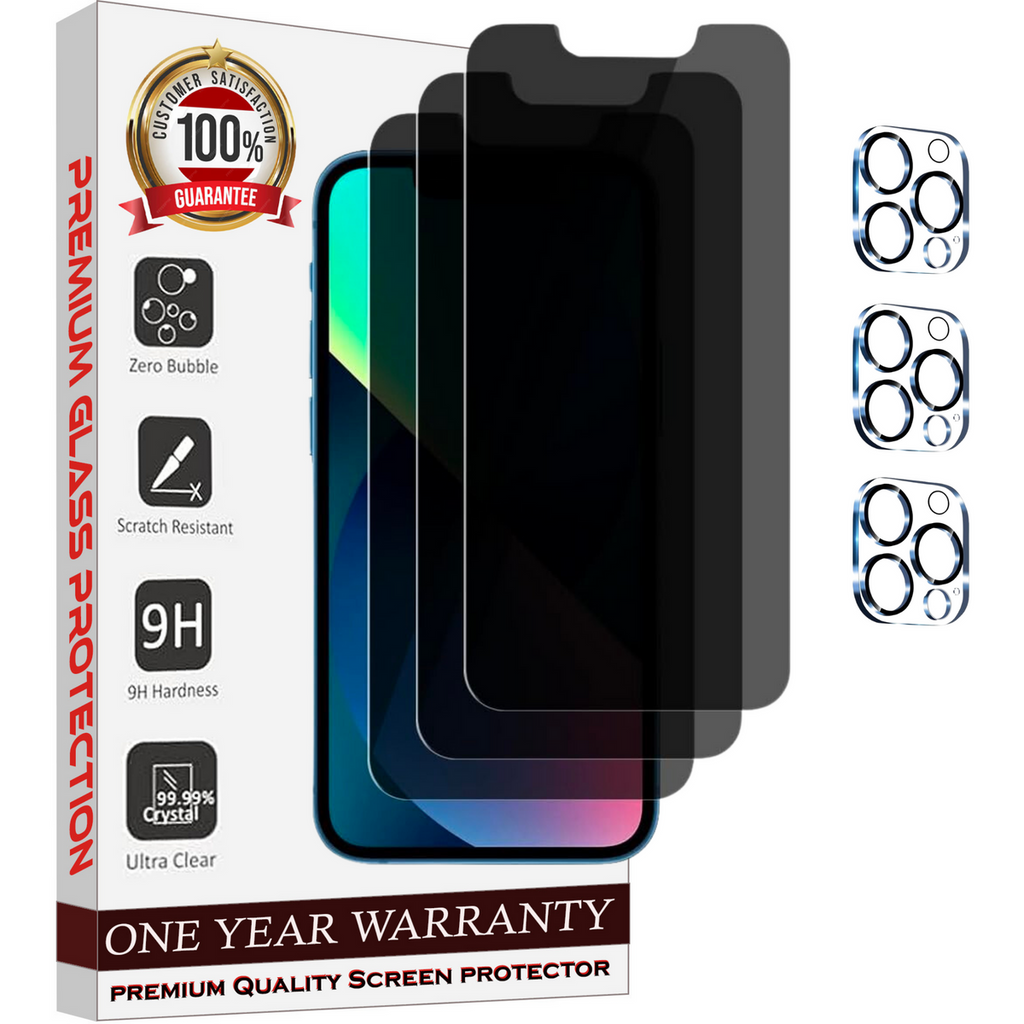 Entronix Anti-Spy Privacy Screen Protector & Camera Lens Protector Compatible with iPhone 15 Pro Max - 6-Piece Combo