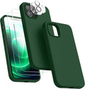 Entronix Bundle Compatible with iPhone 12 Mini - Liquid Silicone Case, 2 Clear Screen Protector & 2 Camera Lens Protectors