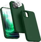 Entronix Bundle Compatible with iPhone 12 Mini - Liquid Silicone Case, 2 Clear Screen Protector & 2 Camera Lens Protectors