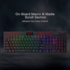 Redragon K618 Horus Tri-Mode Wireless RGB Mechanical Gaming Keyboard - Bluetooth, 2.4GHz, and Wired Low Profile Design - Red Switch