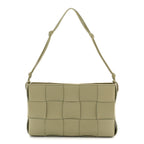 Calfskin Maxi Intrecciato Cassette Pouch On Strap Travertine