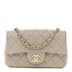 Lambskin Quilted Mini Rectangular Flap Grey
