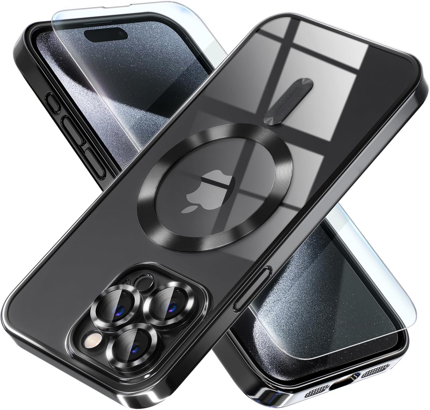 Entronix Bundle Compatible with iPhone 13 Pro Max - [Magnetic] Luxury Glossy Case & 1 Clear Screen Protector