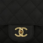 Caviar Quilted Jumbo Double Flap Black