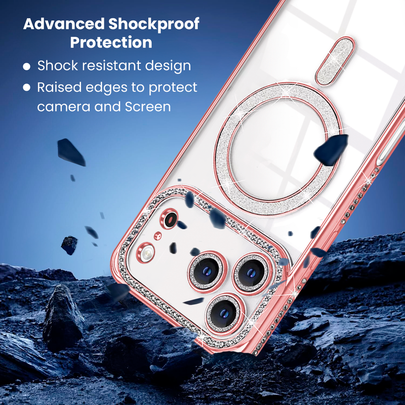 Entronix [Magnetic] Case Compatible with iPhone 17 Pro - [Clear Back] Luxury Diamonds