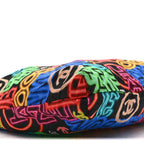 Caviar Fabric Graffiti Foldable Tote Bag With Chain Black Multicolor
